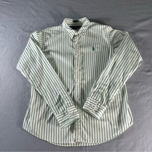 Ralph Lauren Slim Fit Pinstripe Button Down Shirt Women’s Size 10 Cotton